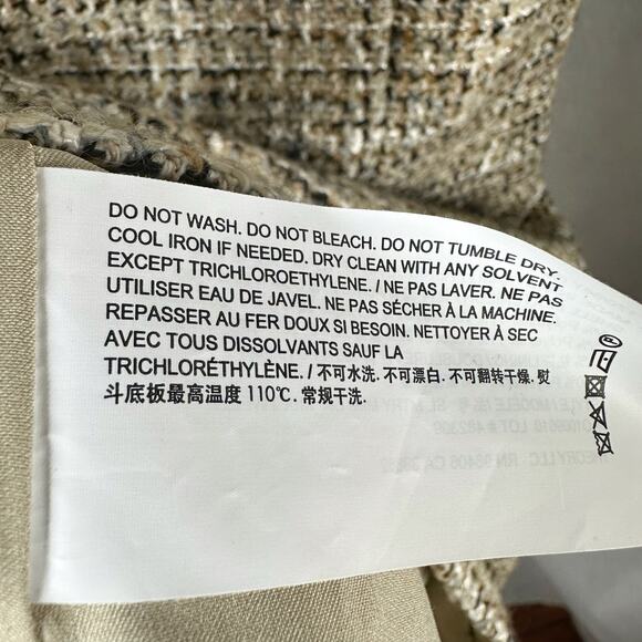 Theory Mixed Tweed Military Mini Dress Size 6 Wheat Multi - Picture 6 of 13